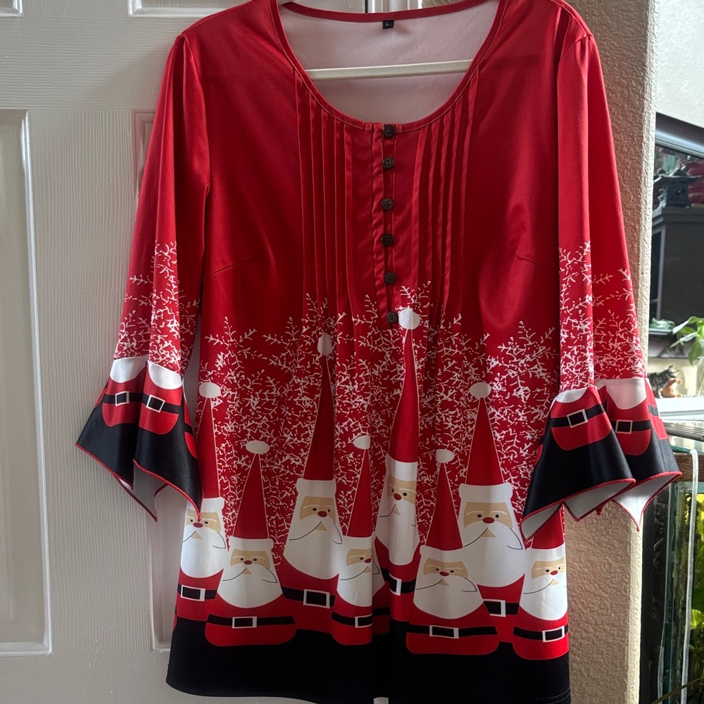 Festive Red Santa Claus Tunic Top